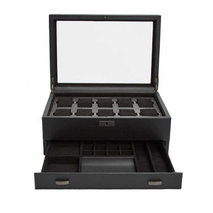 WOLF Axis 10 Piece Watch Box with Drawer