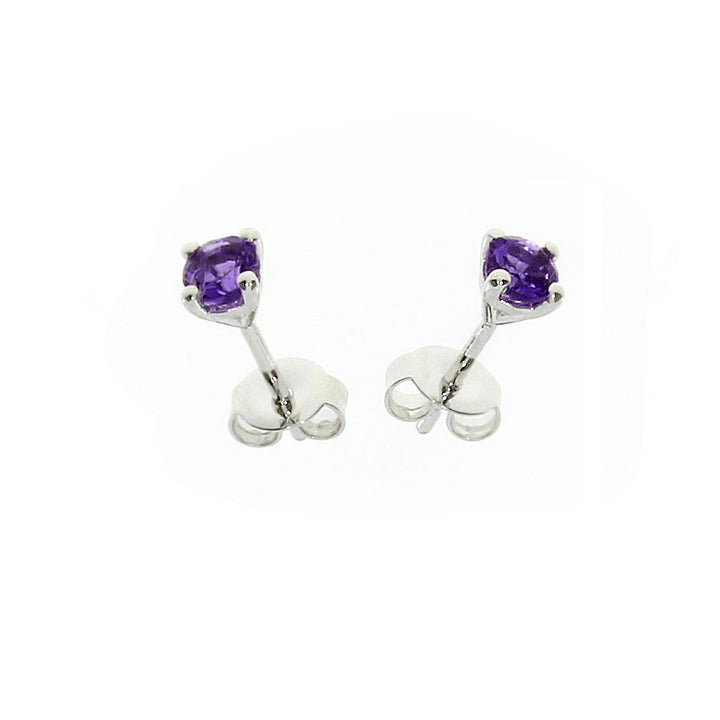 Amore Amethyst Purity Silver Stud Earrrings - Michael Jones Jeweller