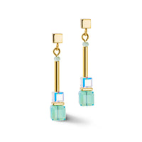 Coeur De Lion Gold-Turquoise  Cube Story Minimalistic Earrings
