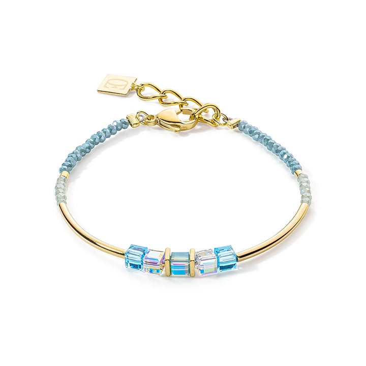 Coeur De Lion Gold-Turquoise Cube Story Minimalistic Bracelet