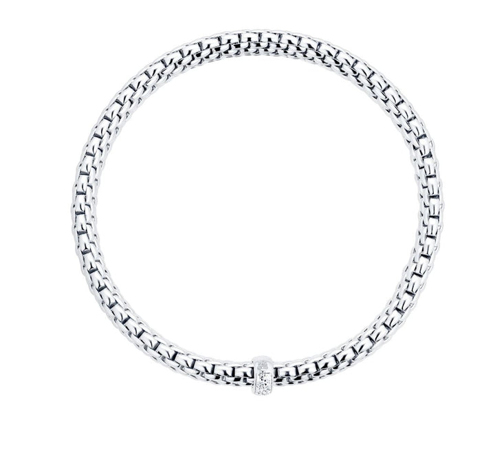 FOPE Flex'it Vendôme 18ct White Gold 0.10ct Diamond Set Bracelet Medium 560B BBR