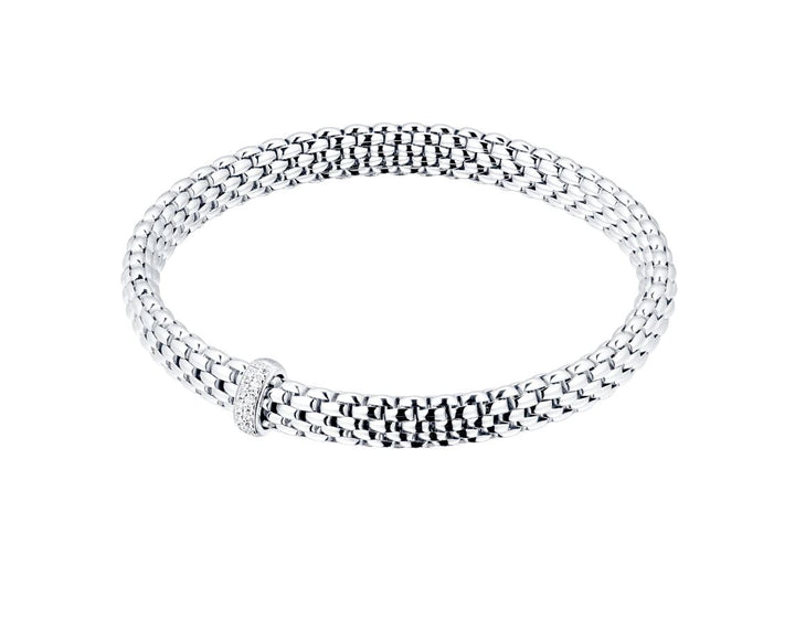 FOPE Flex'it Vendôme 18ct White Gold 0.10ct Diamond Set Bracelet Medium 560B BBR - Michael Jones Jeweller