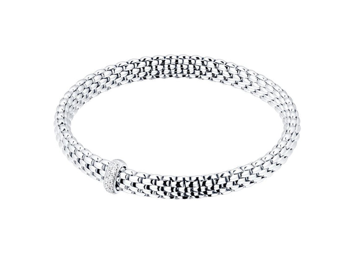 FOPE Flex'it Vendôme 18ct White Gold 0.10ct Diamond Set Bracelet Medium 560B BBR