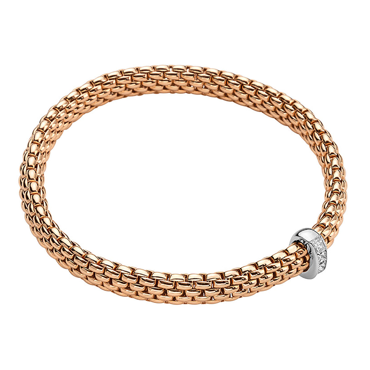 FOPE Flex'it Vendôme 18ct Rose and White Gold 0.35ct Diamond Set Bracelet Medium - Michael Jones Jeweller