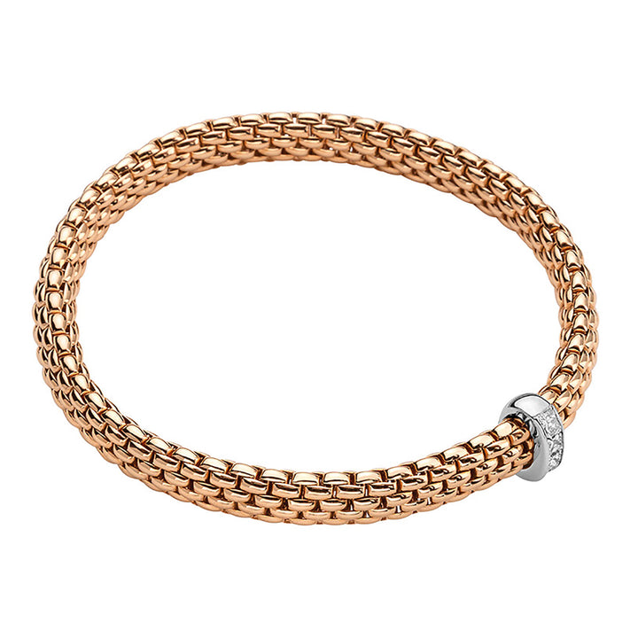 FOPE Flex'it Vendôme 18ct Rose and White Gold 0.35ct Diamond Set Bracelet Medium