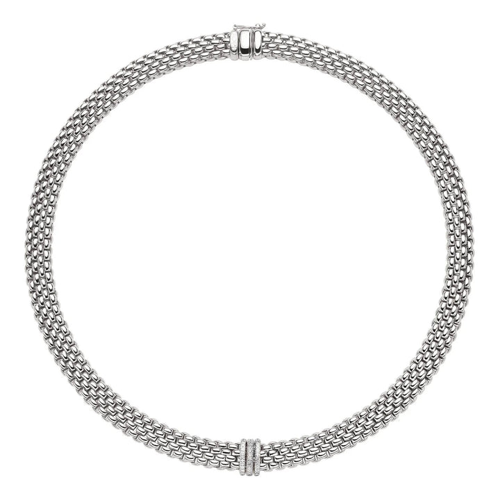 FOPE Flex'it Panorama 18ct White Gold 0.23ct Diamond Set Necklace 42cm