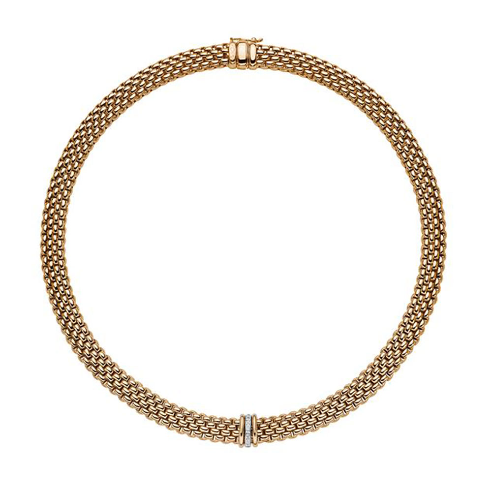 FOPE Panorama 18ct Yellow and White Gold 0.08ct Diamond Set Necklace 42cm - Michael Jones Jeweller