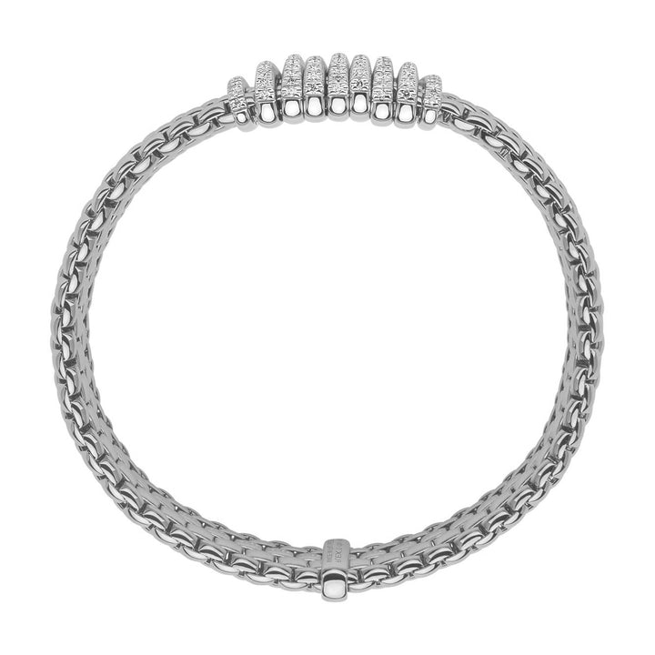 FOPE Flex'it Panorama 18ct White Gold 0.68ct Diamond Set Bracelet Medium