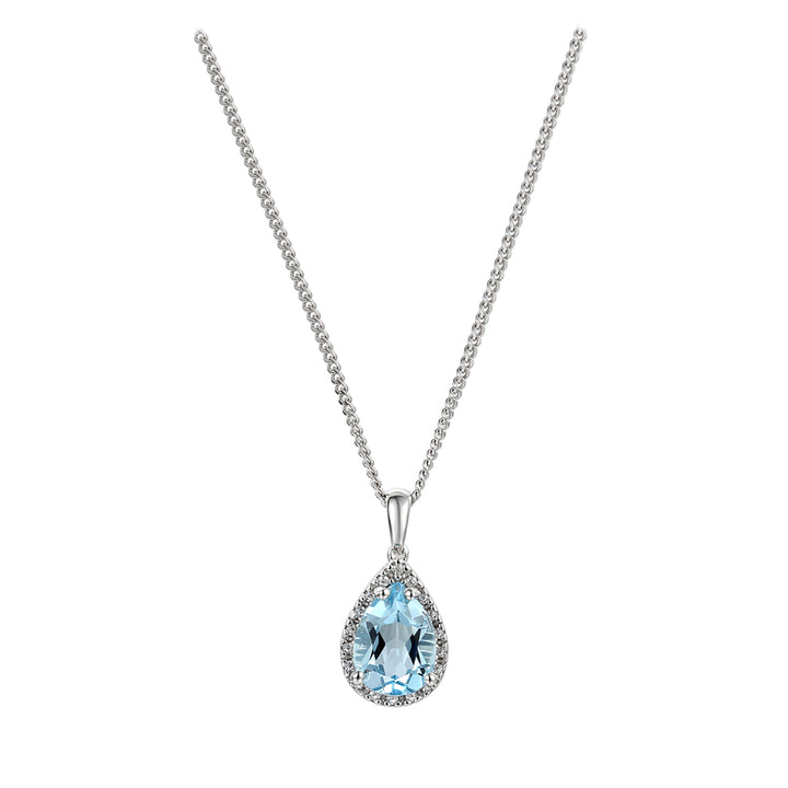 Amore Peardrop Blue Topaz and Cubic Zirconia Necklace