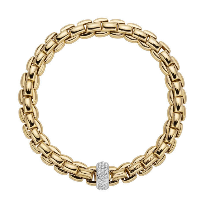 FOPE Flex'it Eka 18ct Yellow and White Gold 0.58ct Diamond Set Bracelet Medium
