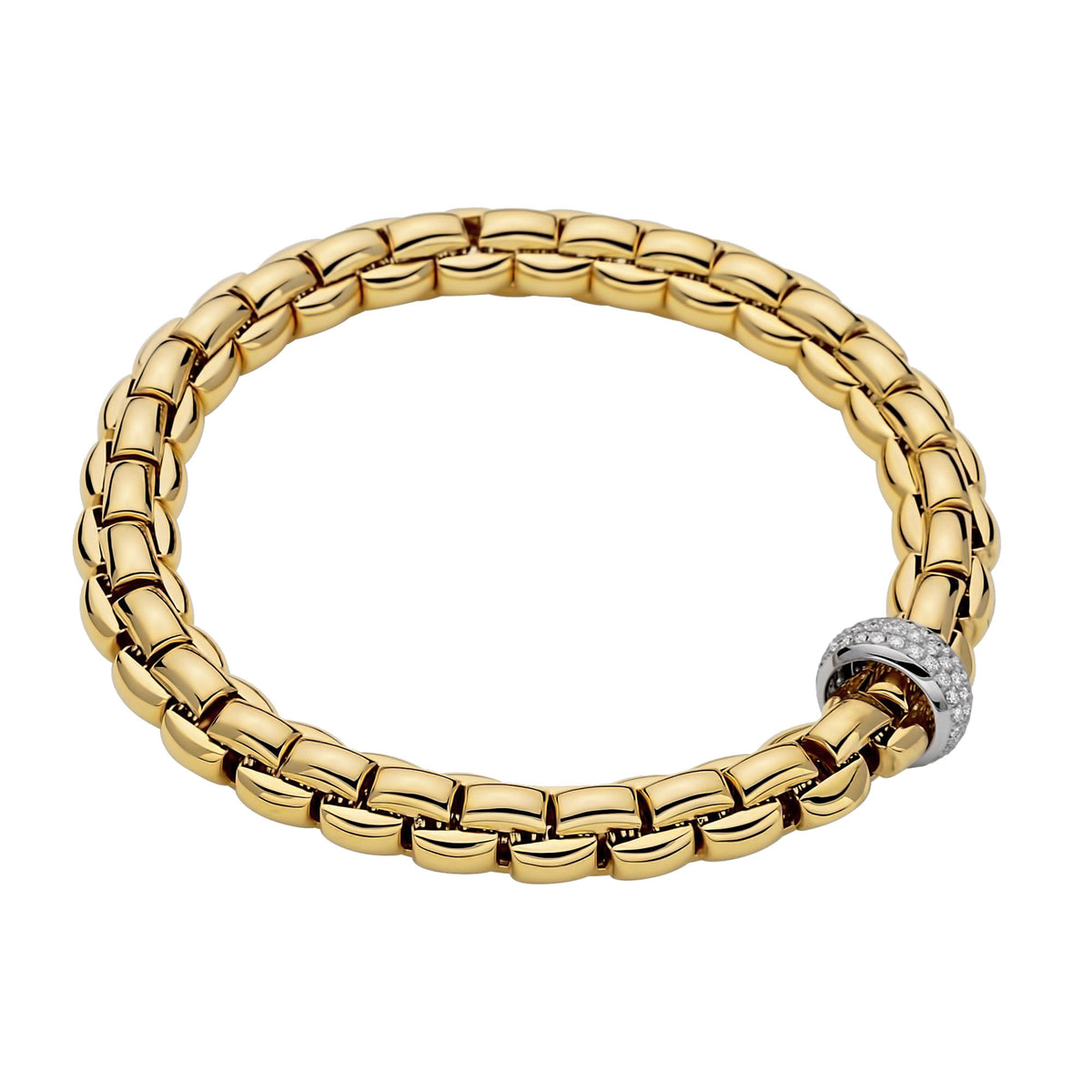 FOPE Flex'it Eka 18ct Yellow and White Gold 0.58ct Diamond Set Bracelet Medium - Michael Jones Jeweller