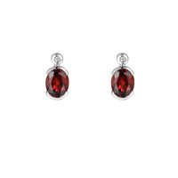 Amore Spicy Red Garnet and Cubic Zirconia Stud Earrings