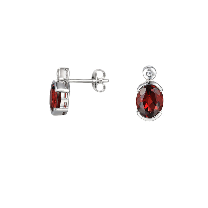 Amore Spicy Red Garnet and Cubic Zirconia Stud Earrings