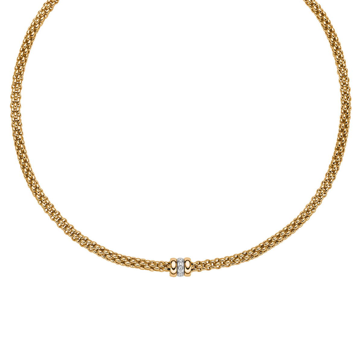FOPE Flex'it Solo 18ct Yellow and White Gold 0.10ct Diamond Set Necklace 43cm - Michael Jones Jeweller