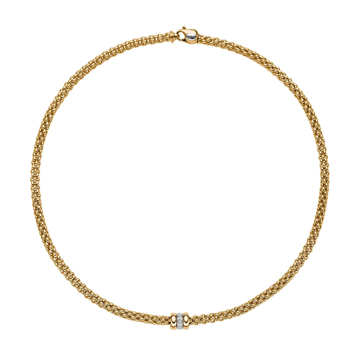 FOPE Flex'it Solo 18ct Yellow and White Gold 0.10ct Diamond Set Necklace 43cm - Michael Jones Jeweller