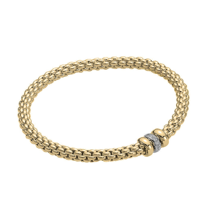 FOPE Eka Tiny 18ct Yellow Gold 0.10ct Diamond Set Bracelet Medium - Michael Jones Jeweller