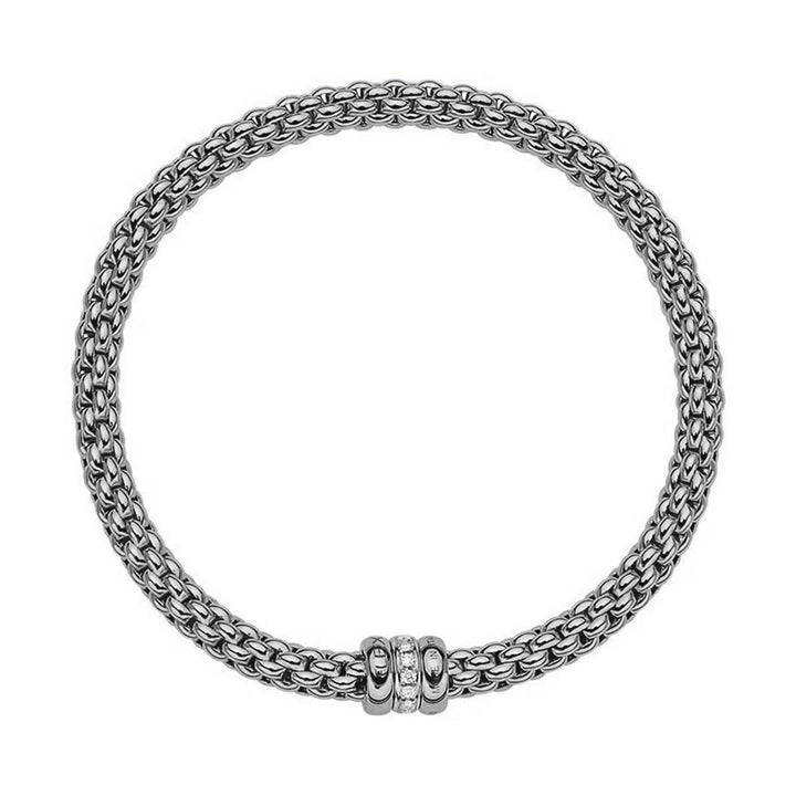 FOPE Eka Tiny 18ct White Gold 0.10ct Diamond Set Bracelet Medium 621B BBR