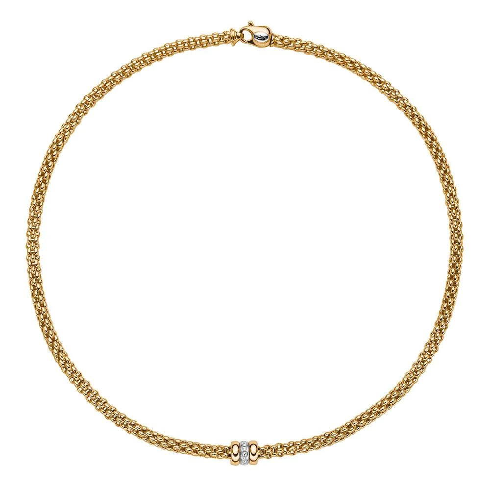 Flex'it Solo 18ct Yellow and White Gold 0.10ct Diamond Set Necklace - Michael Jones Jeweller