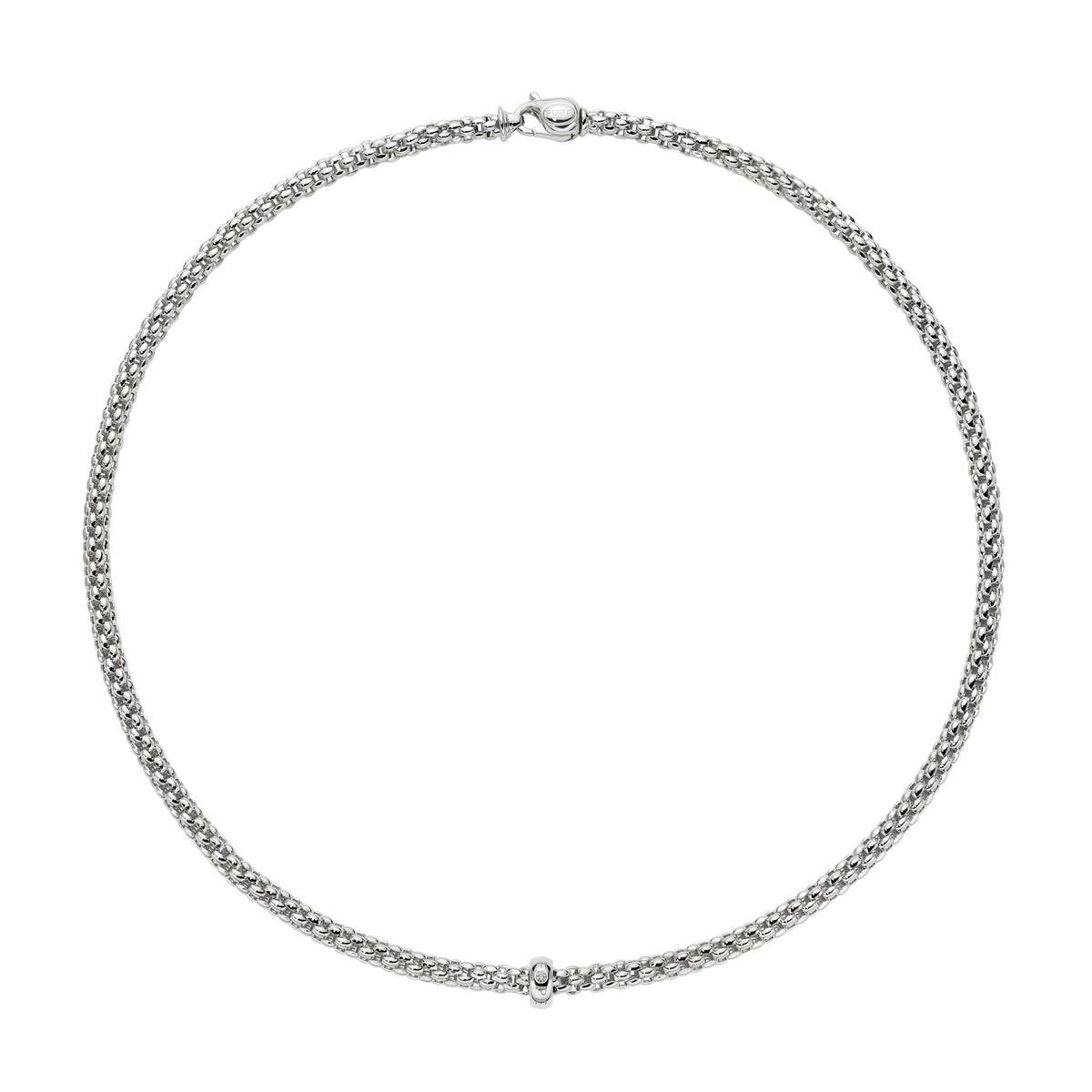 FOPE Flex'it Solo 18ct White Gold 0.01ct Diamond Set Necklace 43cm - Michael Jones Jeweller