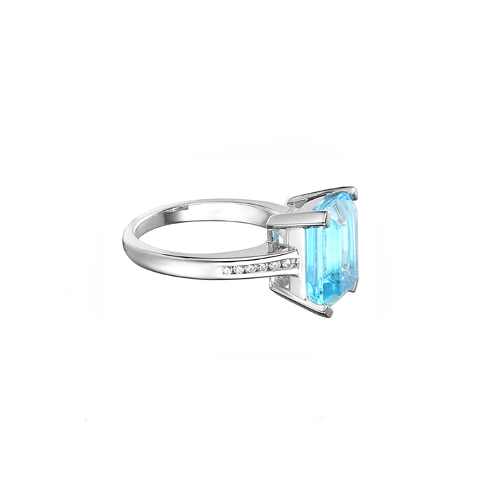 Amore Silver Blue Topaz and Cubic Zirconia Ring