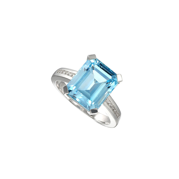 Amore Silver Blue Topaz and Cubic Zirconia Ring