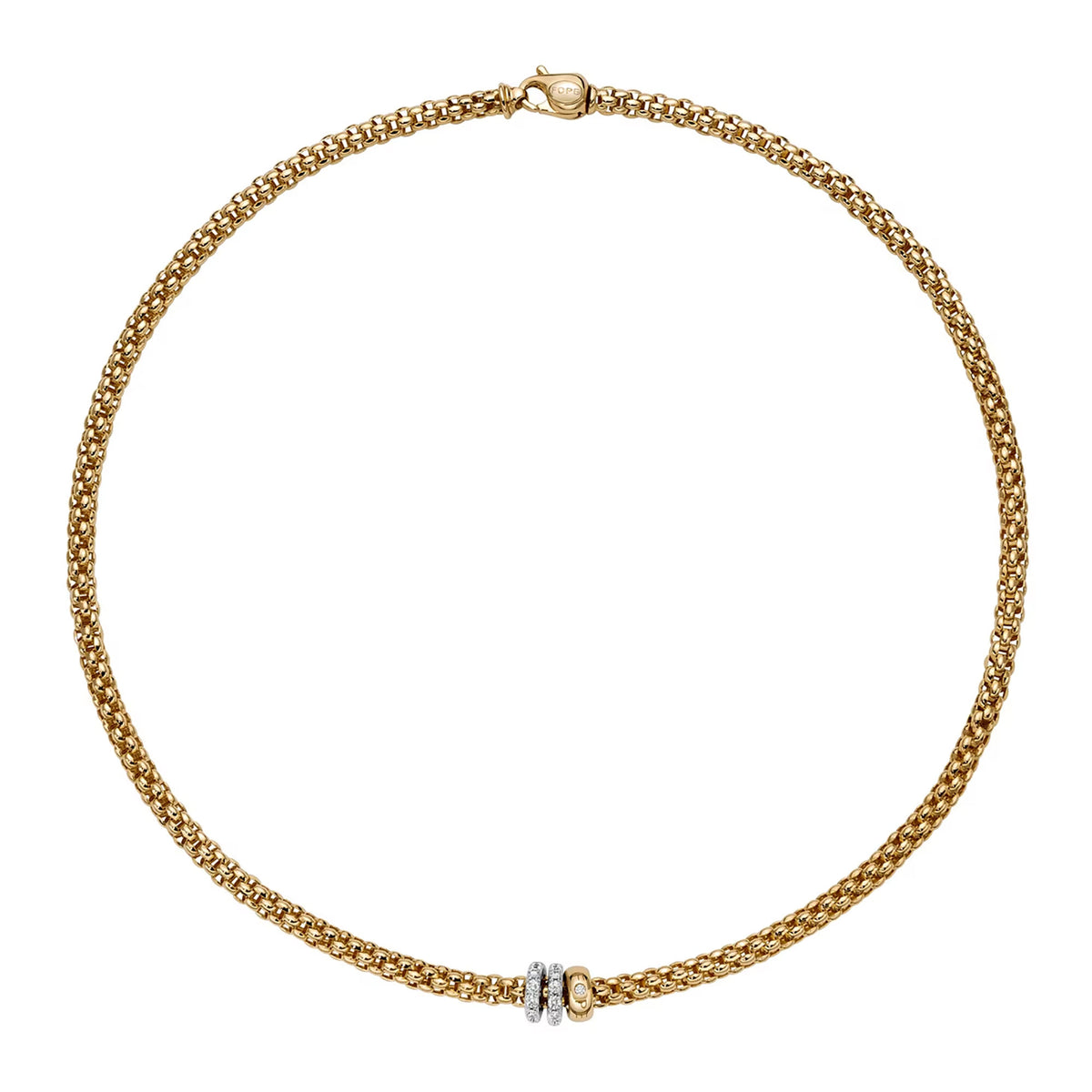 FOPE Flex'it Solo 18ct Yellow Gold 0.56ct Diamond Set Necklace 43cm - Michael Jones Jeweller