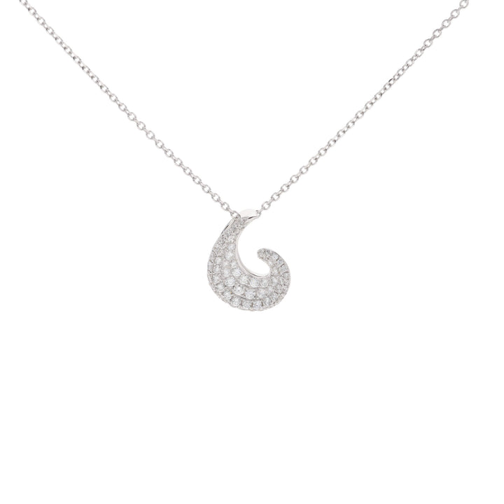Diamond Set 18ct White Gold Wave Pendant - Michael Jones Jeweller