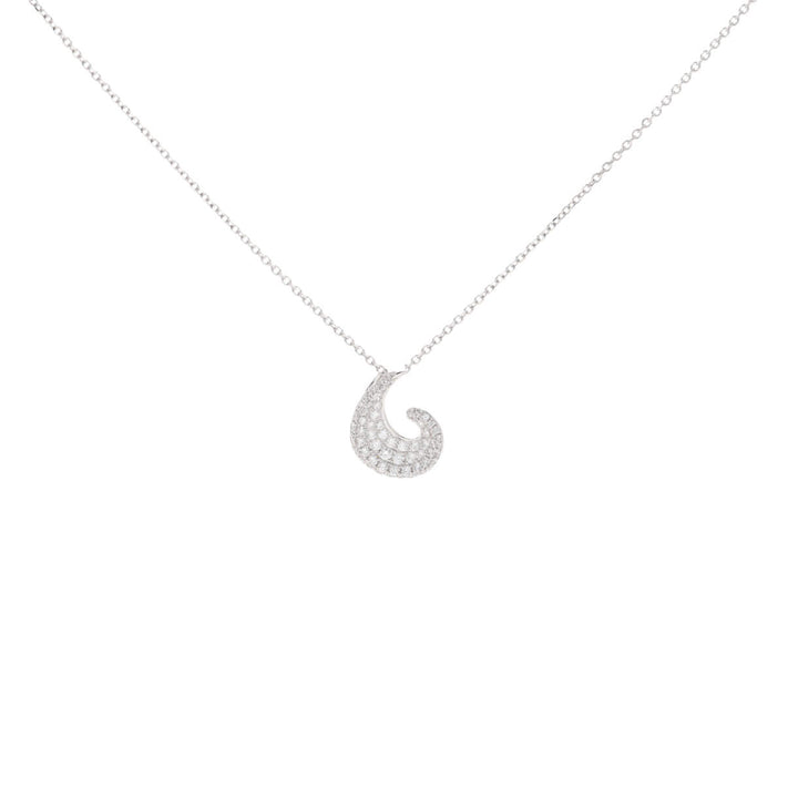 Diamond Set 18ct White Gold Wave Pendant