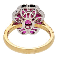 Ruby and Diamond 18ct Yellow Gold Flower Cluster Ring