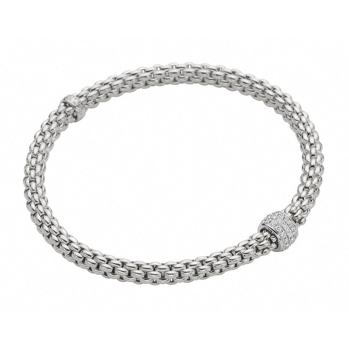 FOPE Flex'it Solo 18ct White Gold 0.29ct Diamond Set Bracelet Medium