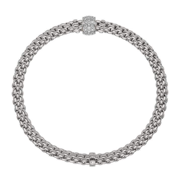 FOPE Flex'it Solo 18ct White Gold 0.29ct Diamond Set Bracelet Medium