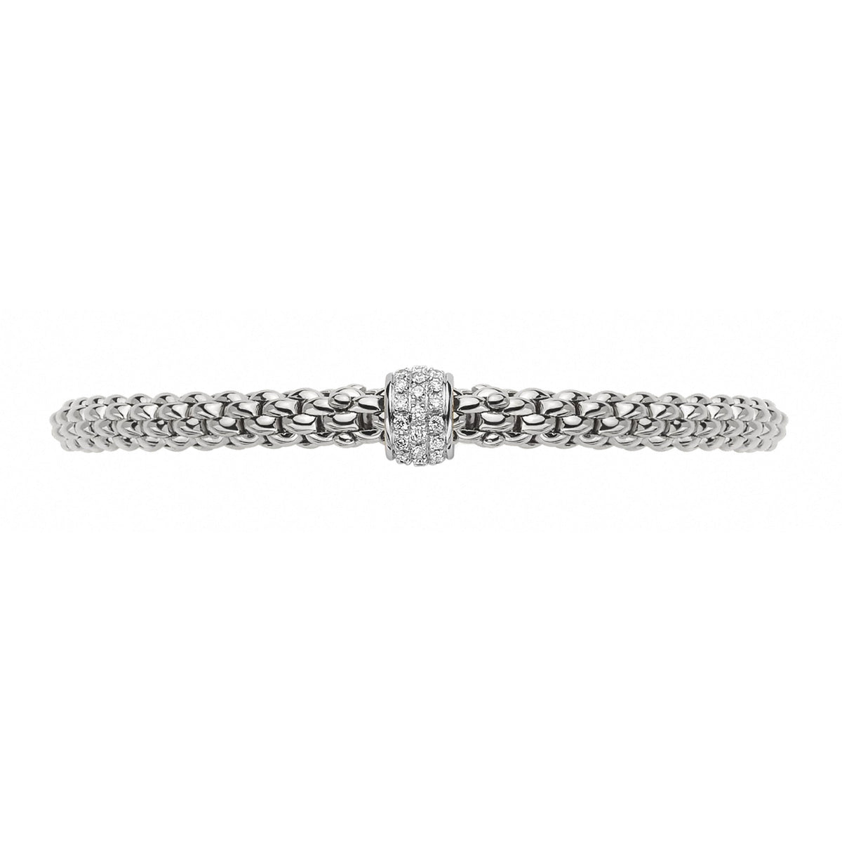 FOPE Flex'it Solo 18ct White Gold 0.29ct Diamond Set Bracelet Medium - Michael Jones Jeweller