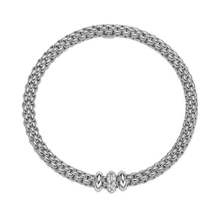 FOPE Flex'it Solo 18ct White Gold 0.17ct Diamond Set Bracelet Medium