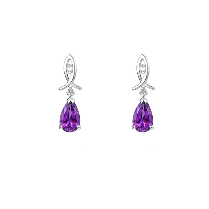 Amore Rain Drop Amethyst and Cubic Zirconia Drop Earrings - Michael Jones Jeweller