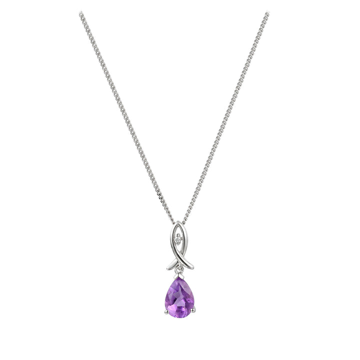 Amore Rain Drop Amethyst Necklace - Michael Jones Jeweller
