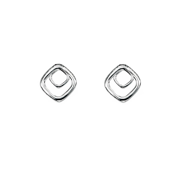 Amore Dolly Spiral Double Square Stud Earrings - Michael Jones Jeweller