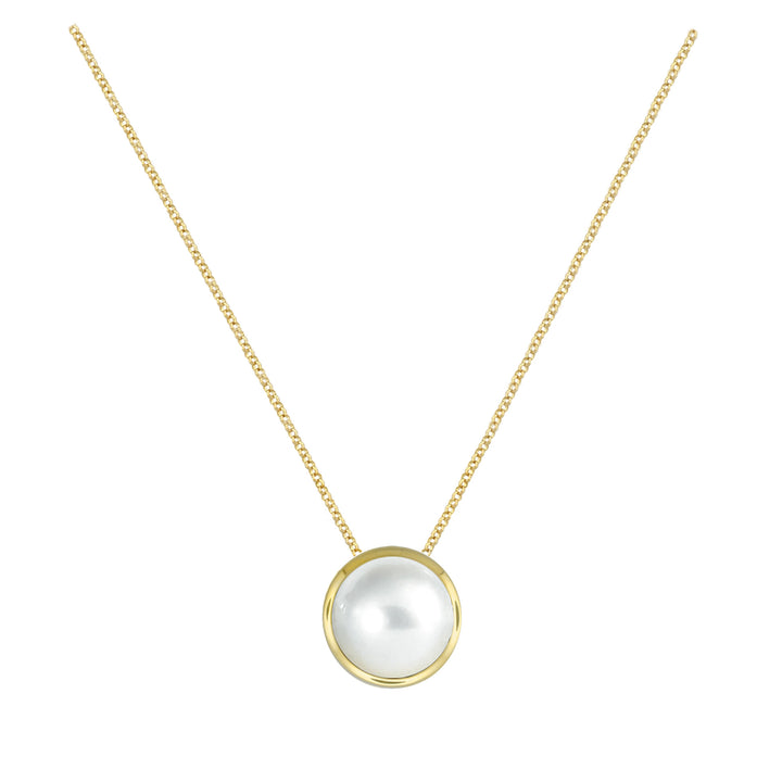 Amore Sphere Freshwater Pearl 8ct Yellow Gold Slider Pendant - Michael Jones Jeweller