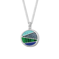 Ti Sento Turquoise Blue Malachite Green and Lapis Blue Patchwork Pendant - Michael Jones Jeweller