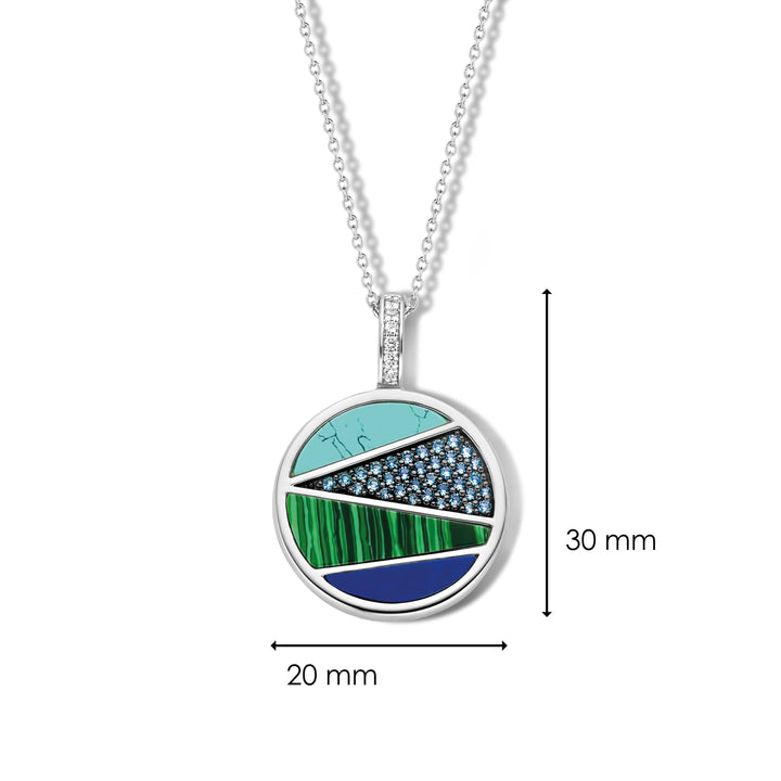 Ti Sento Turquoise Blue Malachite Green and Lapis Blue Patchwork Pendant - Michael Jones Jeweller