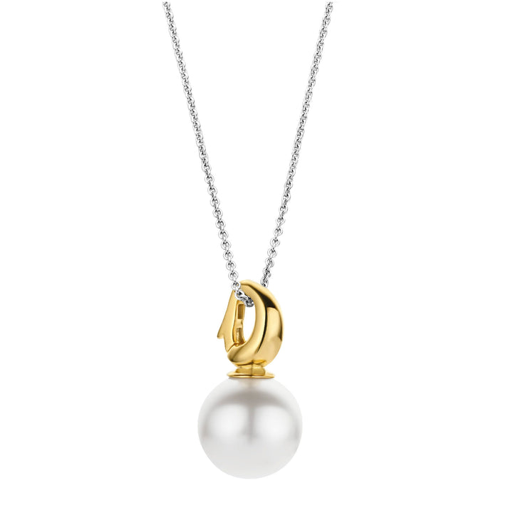 Ti Sento Yellow Gold Plated Pearl White Pendant 6805PW