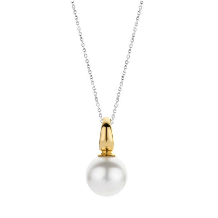 Ti Sento Yellow Gold Plated Pearl White Pendant 6805PW