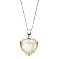 Ti Sento Yellow Gold Plated Mother of Pearl White Stone Heart Pendant