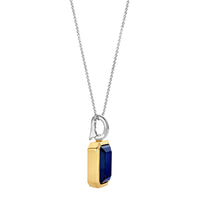 Ti Sento Yellow Gold Plated Octagonal Dark Blue Cubic Zirconia Pendant