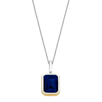 Ti Sento Yellow Gold Plated Octagonal Dark Blue Cubic Zirconia Pendant