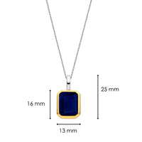 Ti Sento Yellow Gold Plated Octagonal Dark Blue Cubic Zirconia Pendant