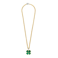 Ti Sento Yellow Gold Plated Malachite Green Clover Leaf Pendant - Michael Jones Jeweller