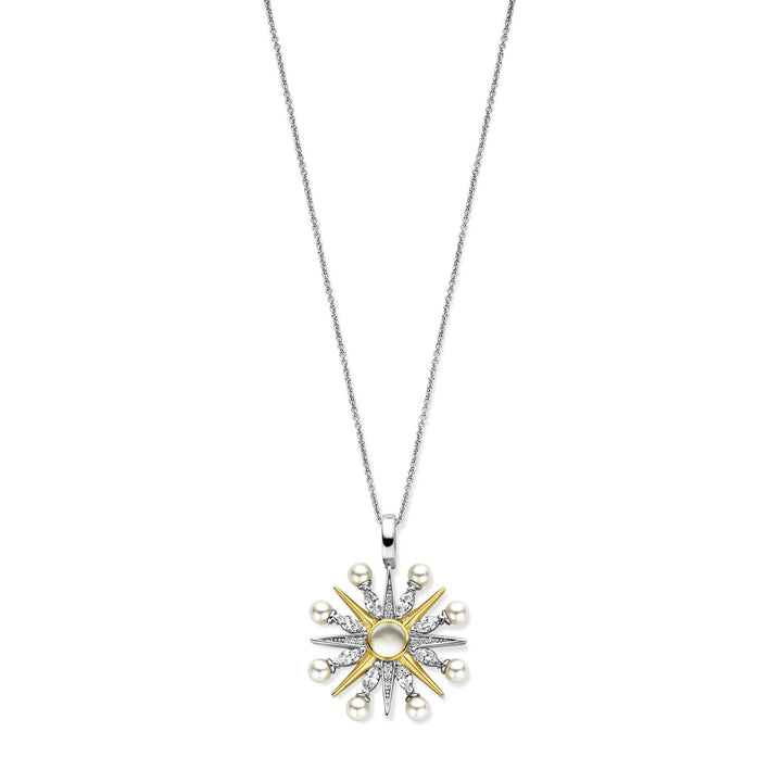 Ti Sento Yellow Gold Plated Cubic Zirconia Pearl White Star Pendant - Michael Jones Jeweller