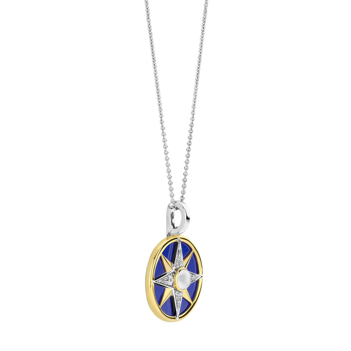 Ti Sento Yellow Gold Plated Cubic Zirconia Lapis Blue Star Pendant