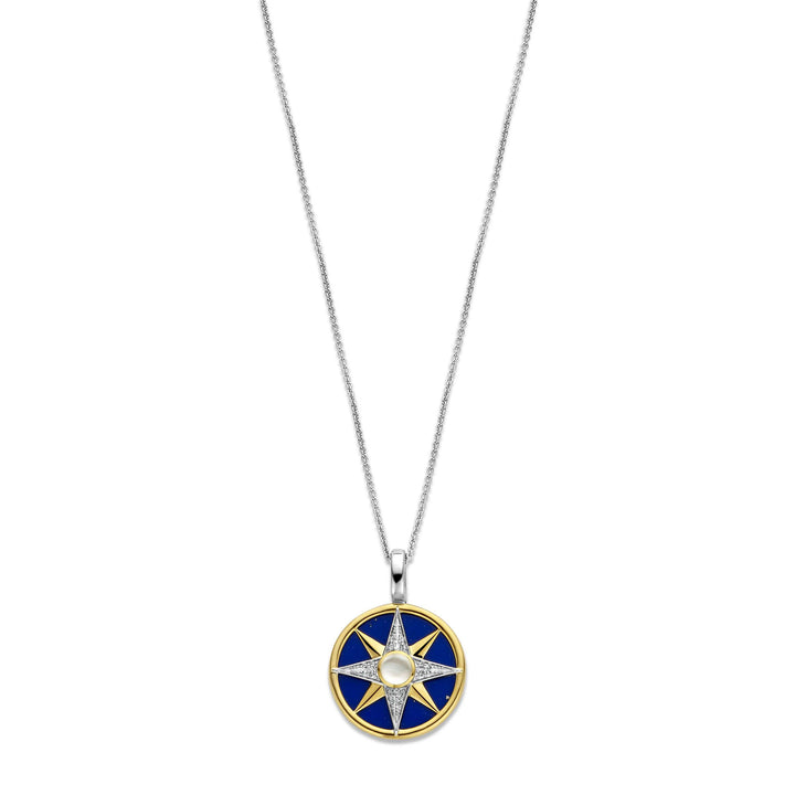 Ti Sento Yellow Gold Plated Cubic Zirconia Lapis Blue Star Pendant