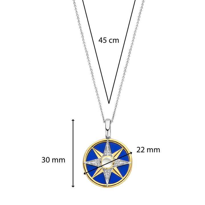 Ti Sento Yellow Gold Plated Cubic Zirconia Lapis Blue Star Pendant